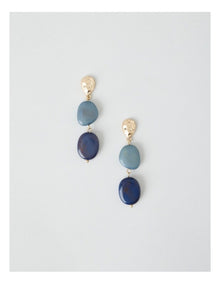 Stone and Gold Drop Earrings in Navy