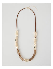 Frosted Curved Bead Necklace in Tannin