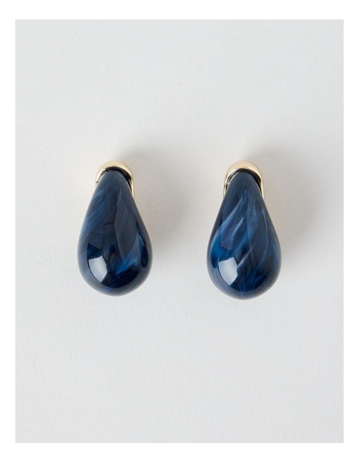 Teardrop Earrings in Navy
