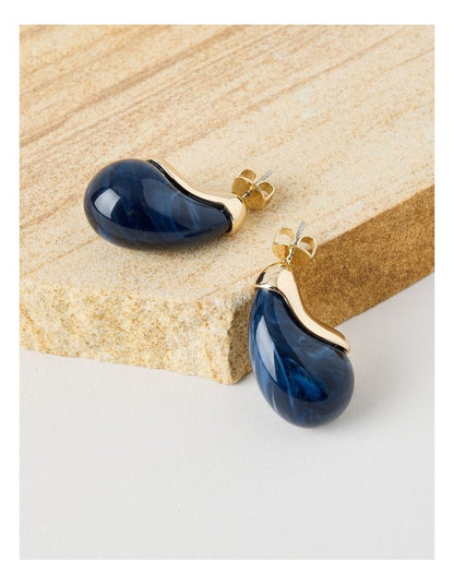 Teardrop Earrings in Navy