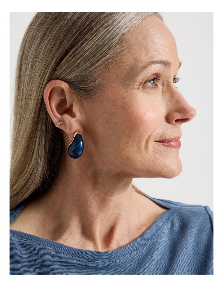 Teardrop Earrings in Navy