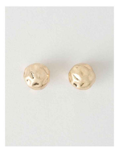 Hammered Stud Earrings in Gold