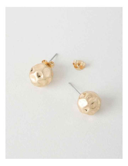 Hammered Stud Earrings in Gold