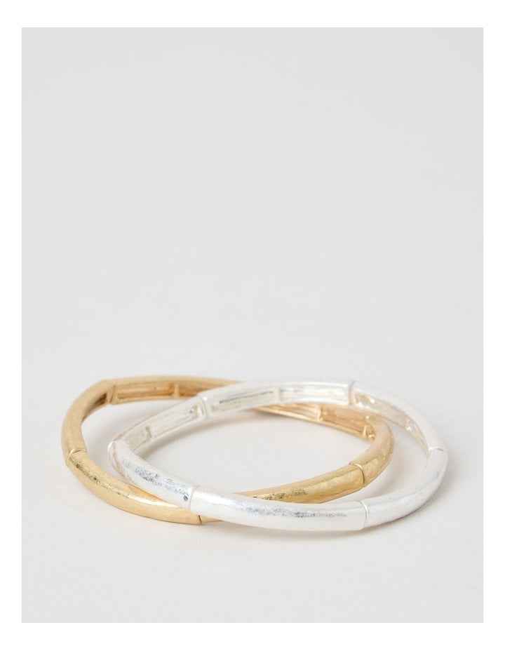 Two Tone Bracelets in Gold and Silver 2 Pack