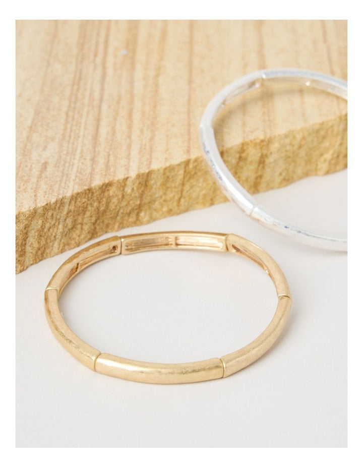 Two Tone Bracelets in Gold and Silver 2 Pack
