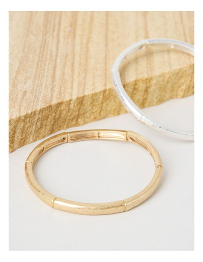 Two Tone Bracelets in Gold and Silver 2 Pack