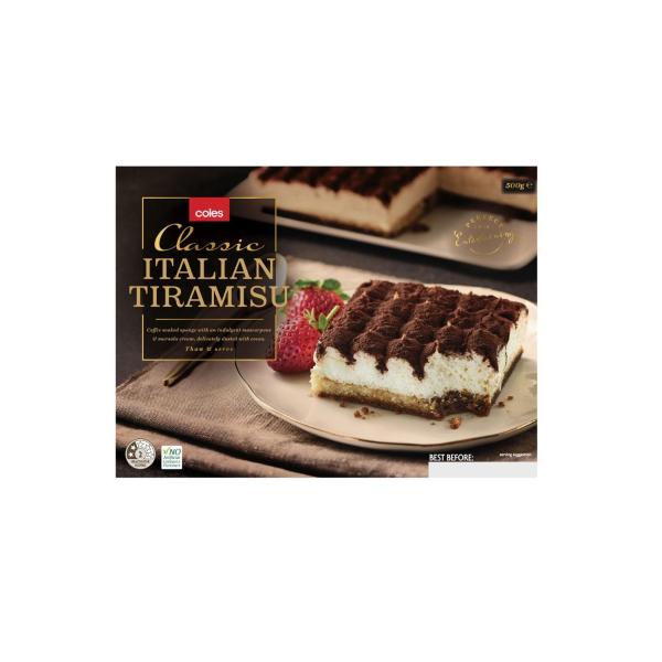COLES FROZEN CLASSIC ITALIAN TIRAMISU 500G