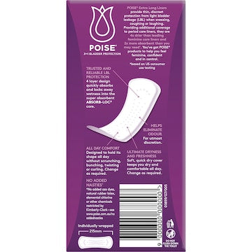Poise Incontinence Liners Extra Long 22 pack