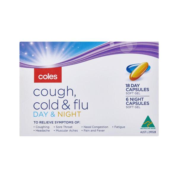 COLES COUGH COLD & FLU DAY & NIGHT CAPSULES