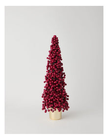 Heirloom Christmas Berry Tree in Gold Pot in Red: 60cm