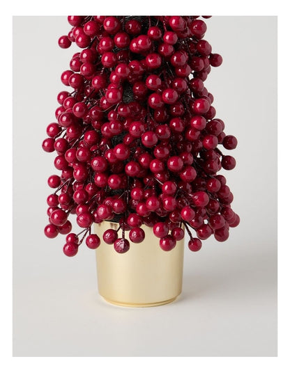 Heirloom Christmas Berry Tree in Gold Pot in Red: 60cm