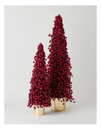 Heirloom Christmas Berry Tree in Gold Pot in Red: 60cm