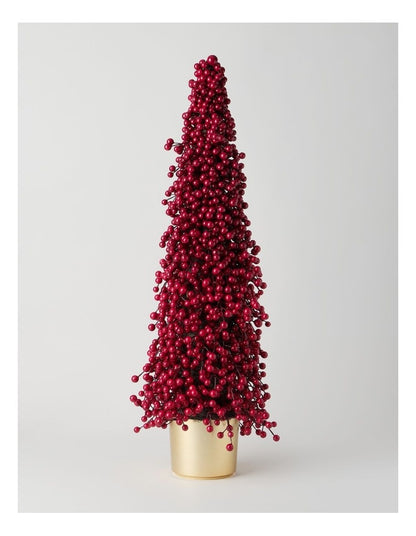 Heirloom Christmas Berry Tree in Gold Pot in Red: 90cm
