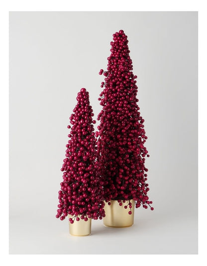 Heirloom Christmas Berry Tree in Gold Pot in Red: 90cm