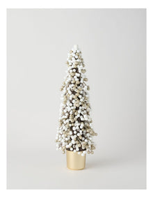Luxe Christmas Berry Tree in Gold Pot in White: 60cm