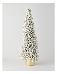 Luxe Christmas Berry Tree in Gold Pot in White: 90cm