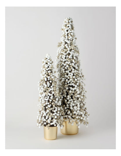 Luxe Christmas Berry Tree in Gold Pot in White: 90cm