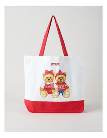 2026 Charity Bear Twins Fabric Tote in Cream: 35cm