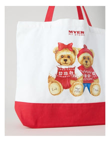 2026 Charity Bear Twins Fabric Tote in Cream: 35cm