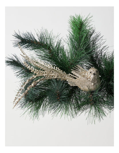 Luxe Christmas Glittered Bird Clip in Champagne: 7.5cm