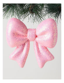 Nostalgia Christmas Foam Oversized Glitter Bow Ornament in Pink: 17cm