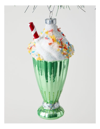 Nostalgia Christmas Glass Milkshake Ornament in Green: 14cm