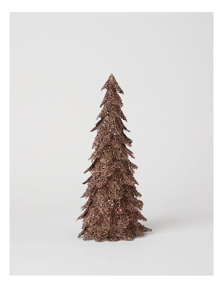 Harvest Glitter Triangle Leaf Table Tree Decoration in Bronze: 30cm