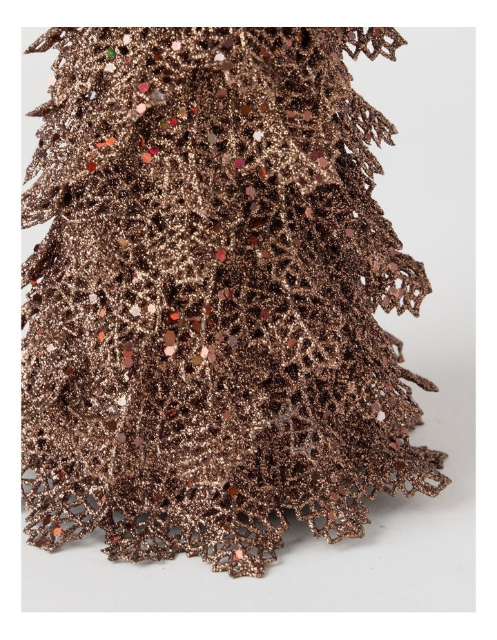 Harvest Glitter Triangle Leaf Table Tree Decoration in Bronze: 30cm