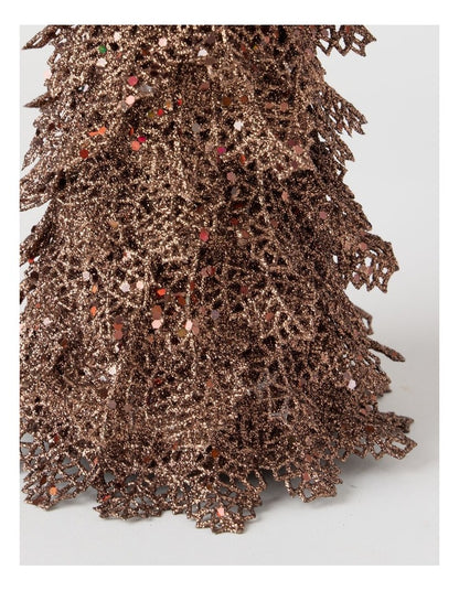 Harvest Glitter Triangle Leaf Table Tree Decoration in Bronze: 30cm