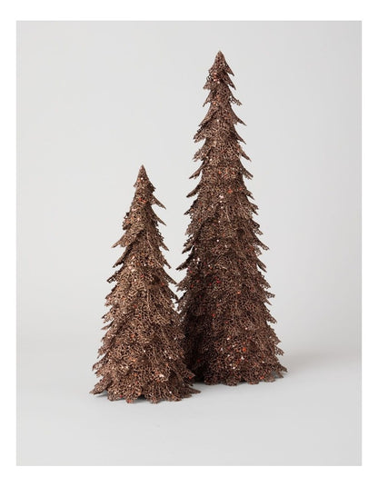 Harvest Glitter Triangle Leaf Table Tree Decoration in Bronze: 30cm