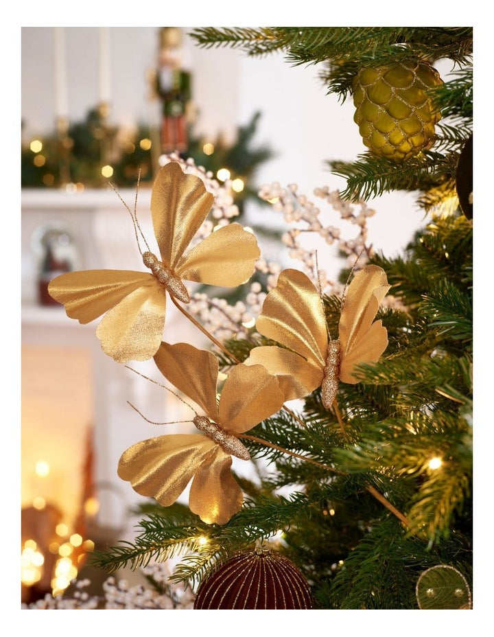 Harvest Plastic Butterfly Pick in Gold: 55cm