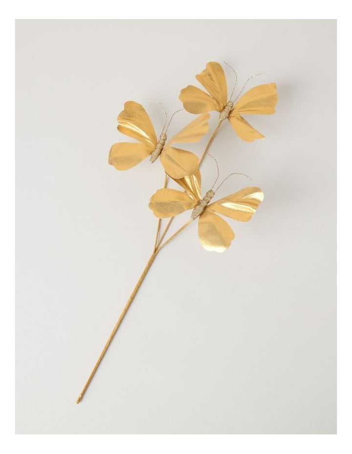 Harvest Plastic Butterfly Pick in Gold: 55cm