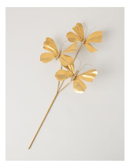 Harvest Plastic Butterfly Pick in Gold: 55cm