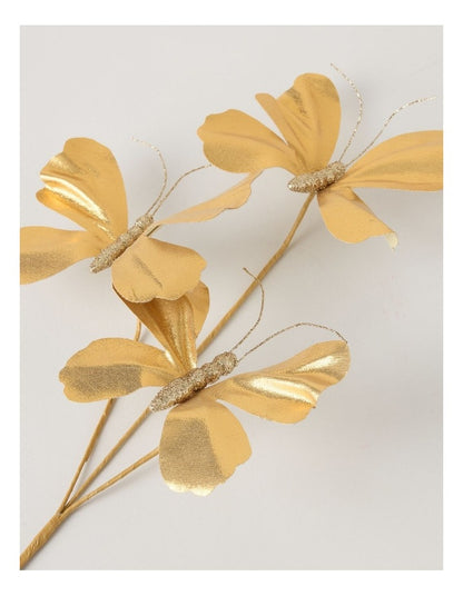 Harvest Plastic Butterfly Pick in Gold: 55cm