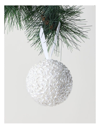 Luxe Christmas Plastic Pearl Bauble in White: 8cm