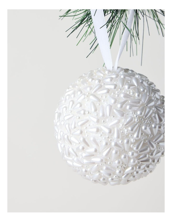 Luxe Christmas Plastic Pearl Bauble in White: 8cm
