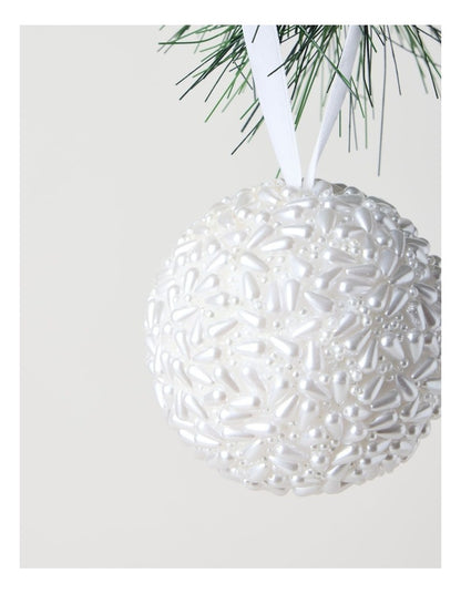 Luxe Christmas Plastic Pearl Bauble in White: 8cm