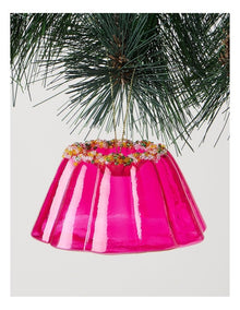 Nostalgia Christmas Glass Jelly with Beads Ornament in Pink: 10cm