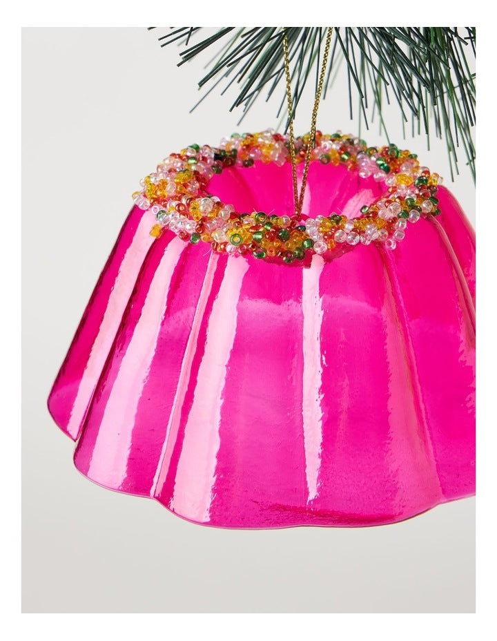 Nostalgia Christmas Glass Jelly with Beads Ornament in Pink: 10cm