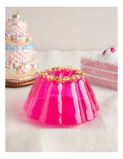 Nostalgia Christmas Glass Jelly with Beads Ornament in Pink: 10cm