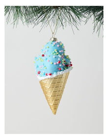 Nostalgia Christmas Plastic Icecream with Beads Ornament in Mint: 13cm