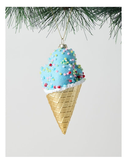Nostalgia Christmas Plastic Icecream with Beads Ornament in Mint: 13cm