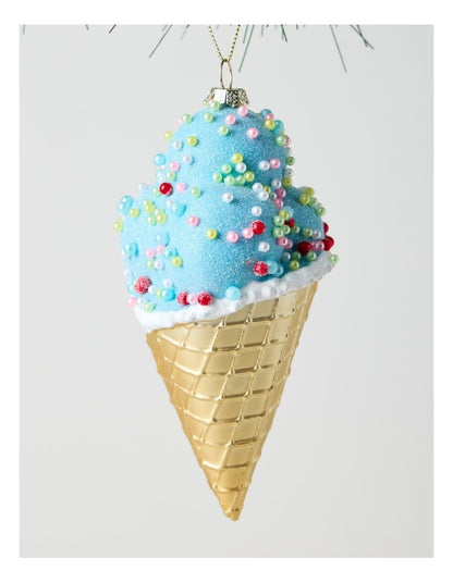 Nostalgia Christmas Plastic Icecream with Beads Ornament in Mint: 13cm