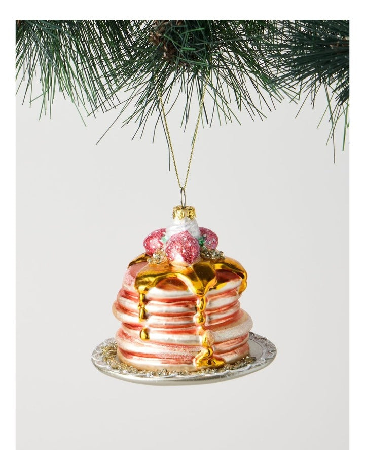 Nostalgia Christmas Glass Pancake Stack Ornament in Brown: 10cm