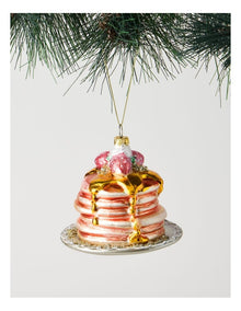 Nostalgia Christmas Glass Pancake Stack Ornament in Brown: 10cm