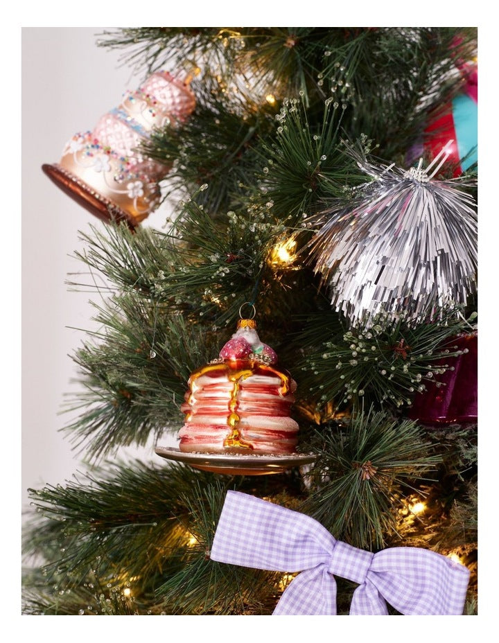 Nostalgia Christmas Glass Pancake Stack Ornament in Brown: 10cm