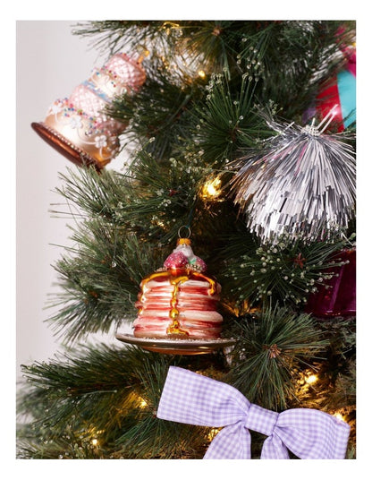Nostalgia Christmas Glass Pancake Stack Ornament in Brown: 10cm