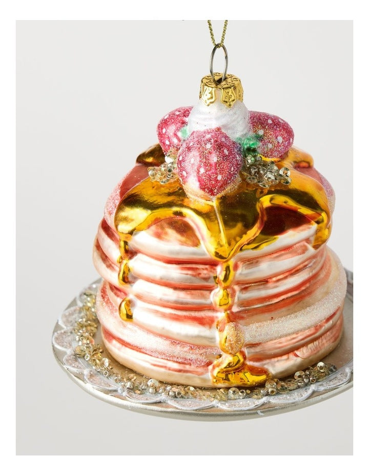 Nostalgia Christmas Glass Pancake Stack Ornament in Brown: 10cm