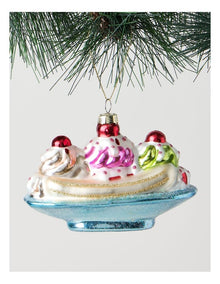 Nostalgia Christmas Glass Banana Split Ornament in Multi: 10cm