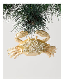 Eucalyptus Polyresin Crab Ornament in Gold: 10cm